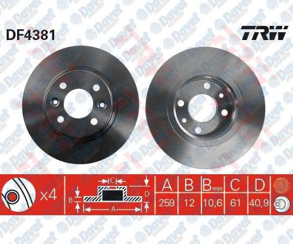 TRW DF4381 On Fren Diski Aynasi Logan 04>Sandero 08>Twingo Ii 1.2/1.4/1.5dci/1.6 Absli Araclar Icin